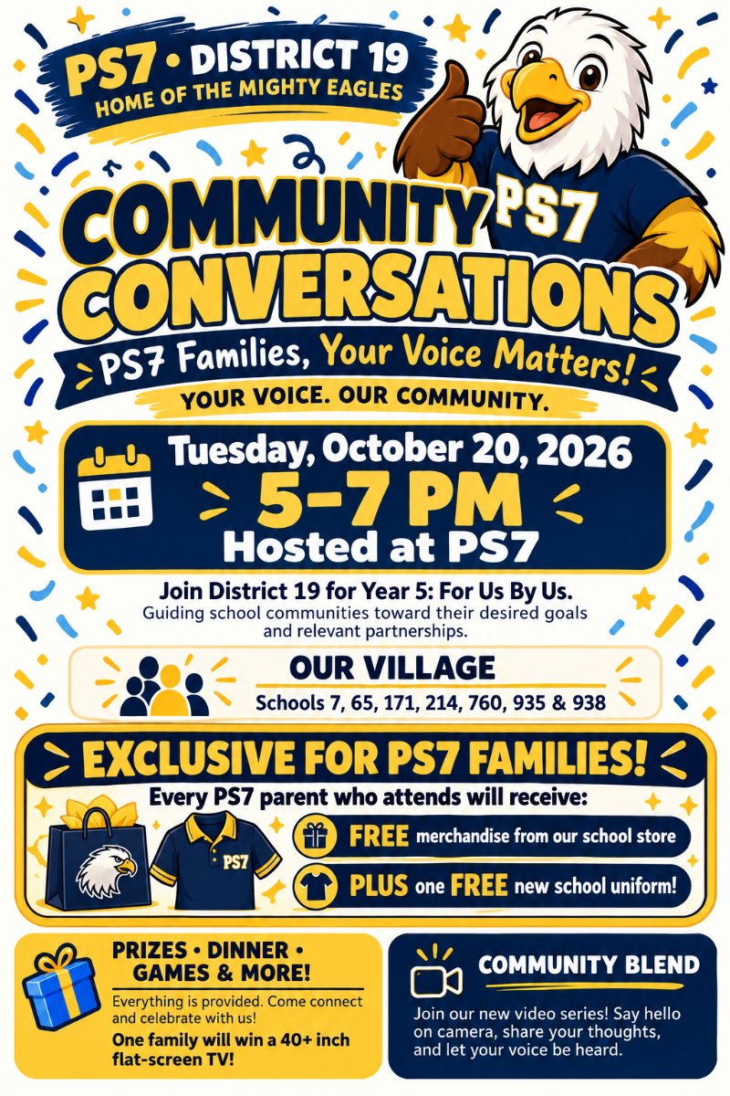Colorful flyer with information on community conversation event